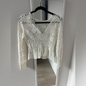 NWT ZARA LACE PEPLUM TOP